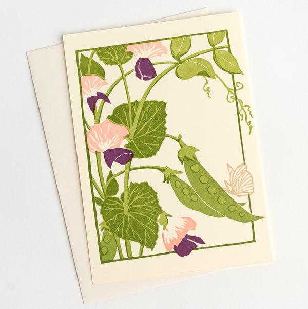 Sweet Pea Floral Letterpress Greeting Card