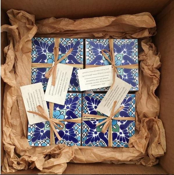 Laila Ceramic Tile Coaster Set Coasters & Trivets - Coasters & Trivets, The Santa Barbara Company - 4