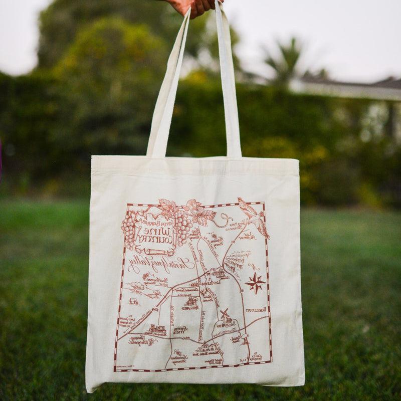 Santa Ynez Wine Country Map Tote Totes - Lazaro Press, The Santa Barbara Company